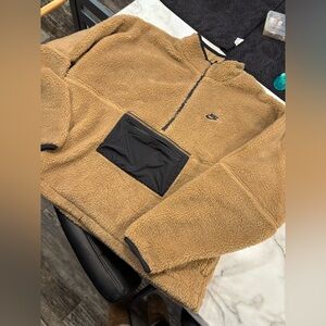 Nike Tan Fleece Pullover with Black Accents